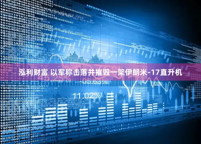 泓利财富 以军称击落并摧毁一架伊朗米-17直升机